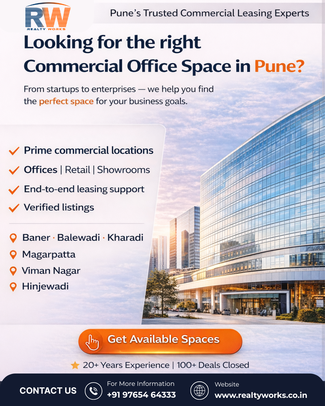 Realty Works Facebook ad: Commercial Spaces in Pune