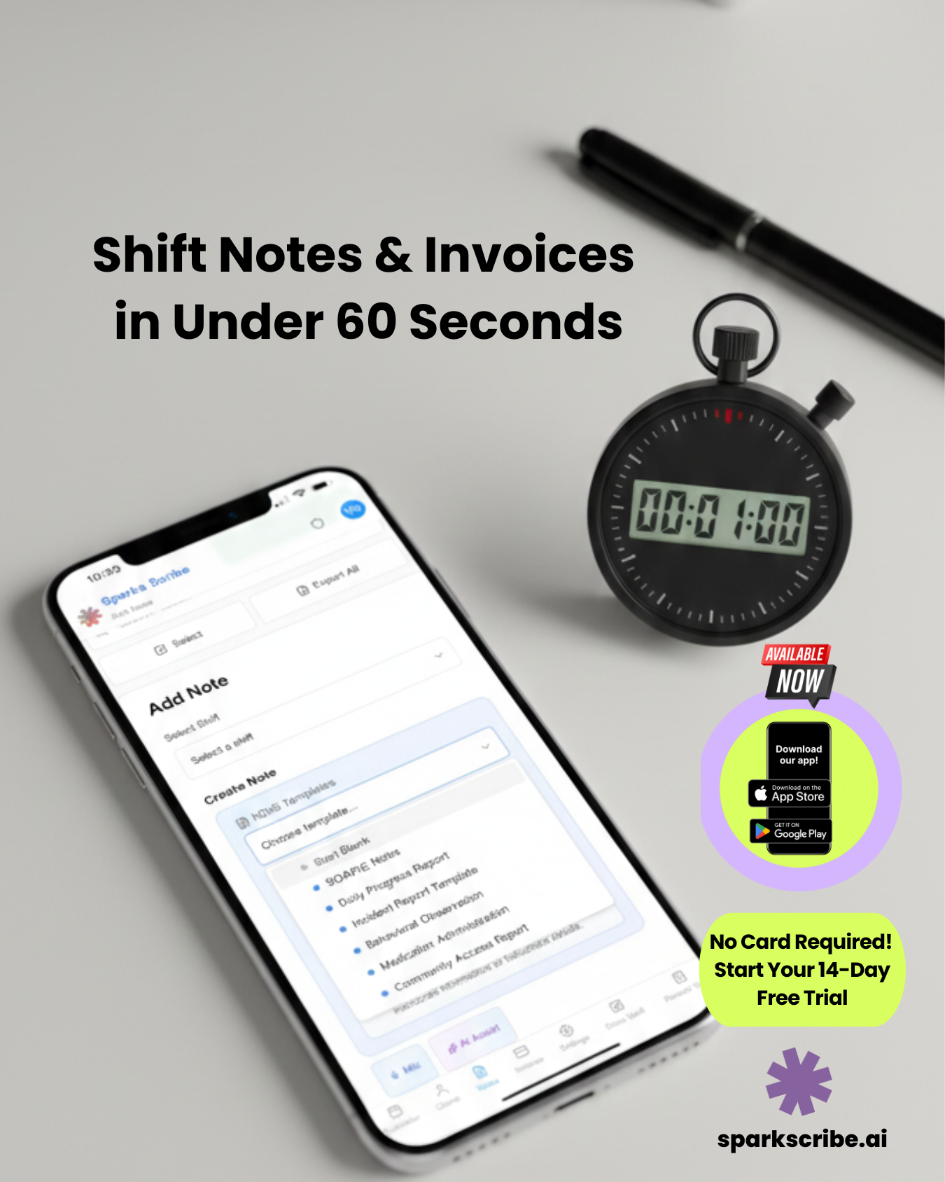 Sparks Scribe Shift Notes Facebook ad