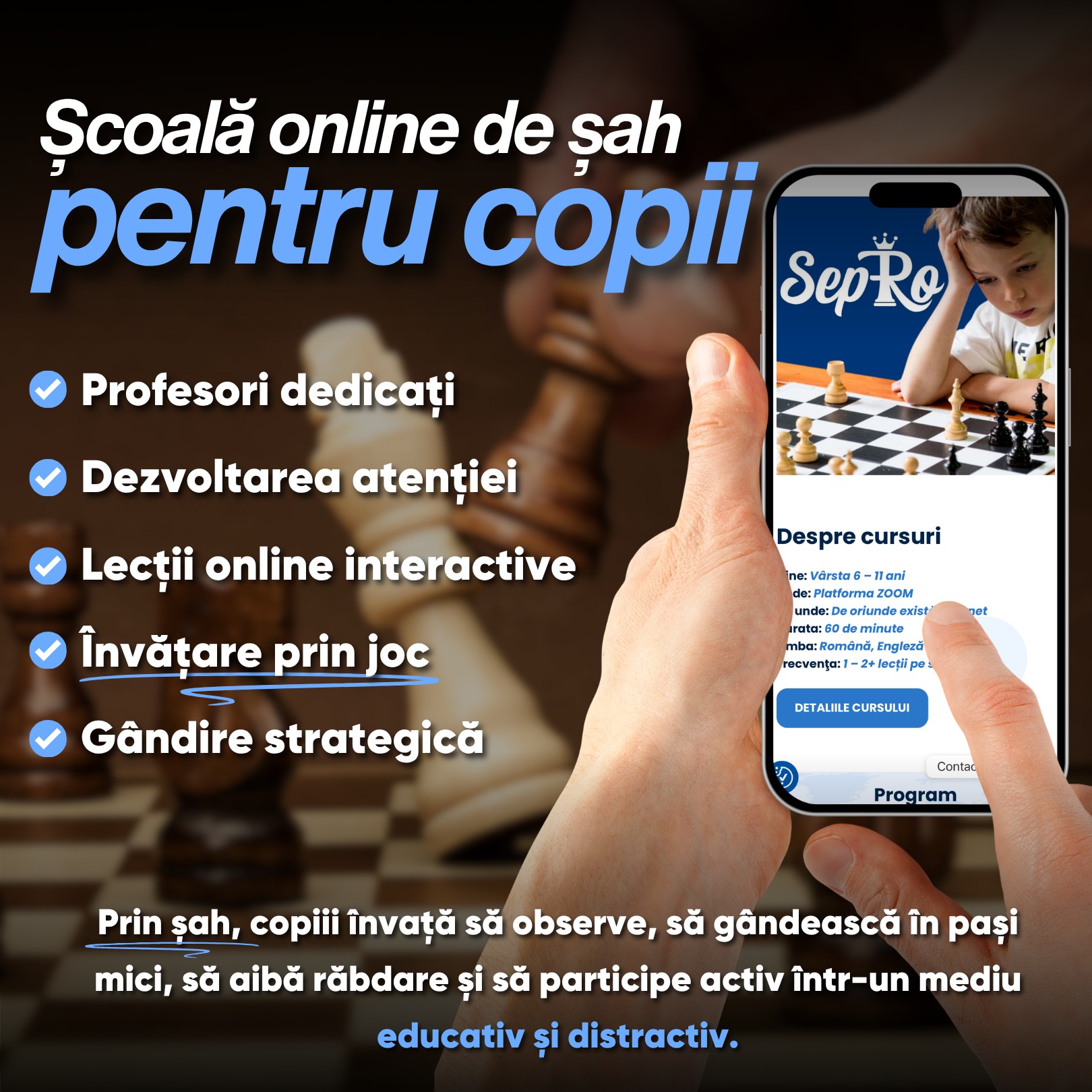 Sep7Ro - Super Școala de Șah Facebook ad: Mulți părinți își doresc ca timpul petrecut online…