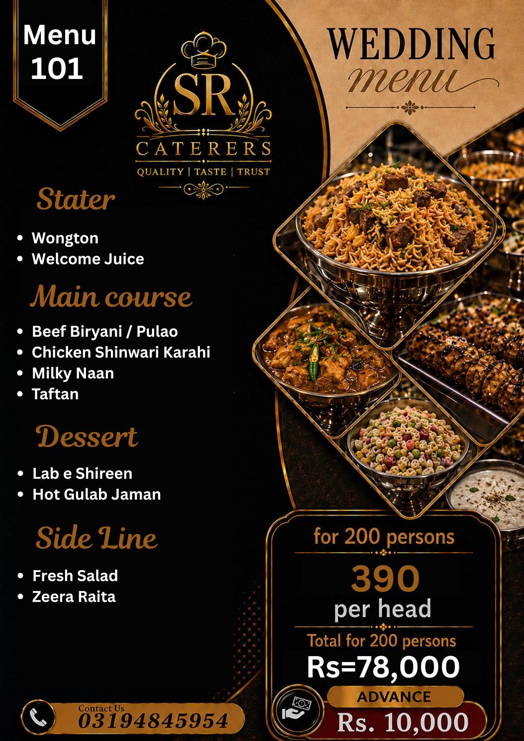 SR caterers & pakwan center Facebook ad