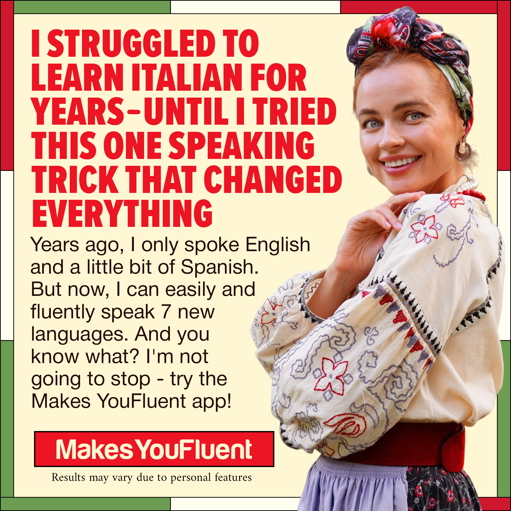 MakesYouFluent Facebook ad