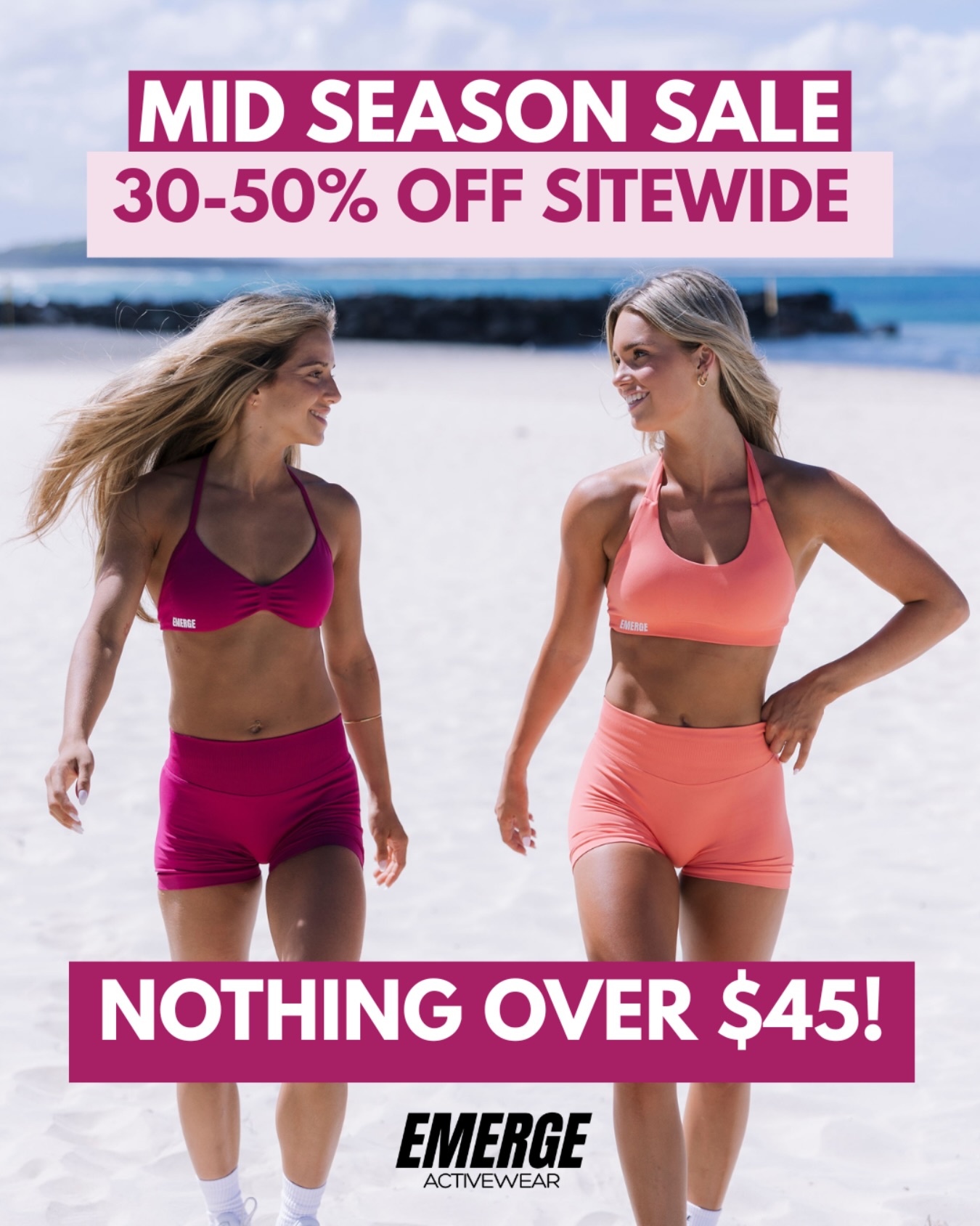 Emerge Activewear Facebook ad: Our Mid-Season Sale is LIVE