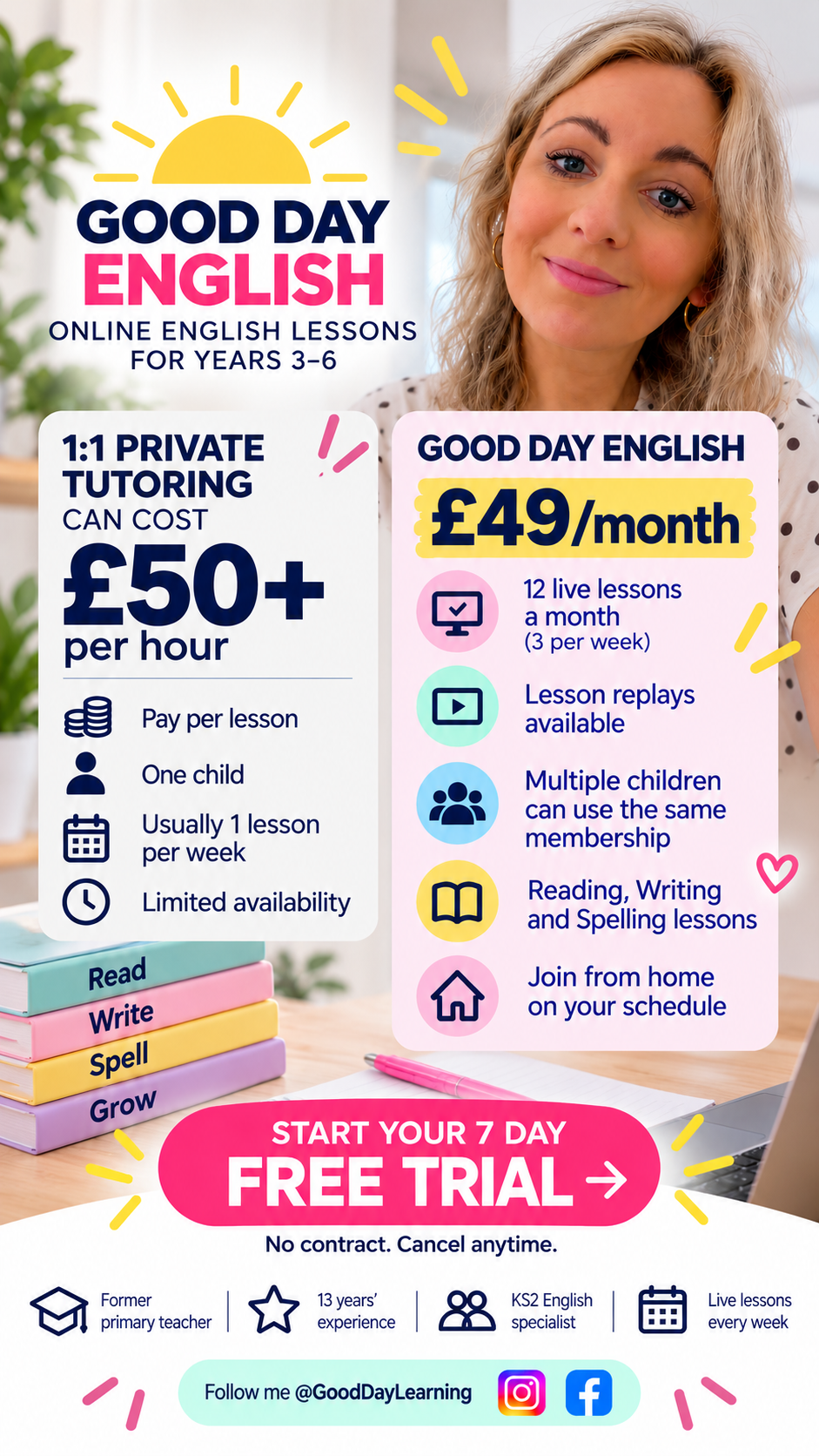 Good Day Learning Facebook ad: Live English Support | Years 3-6
