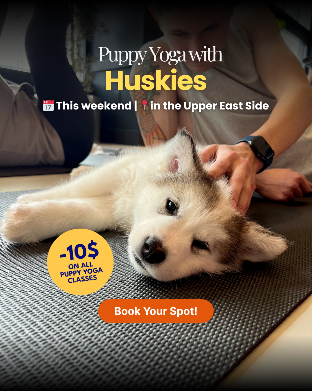 Puppy Yoga Club Facebook ad