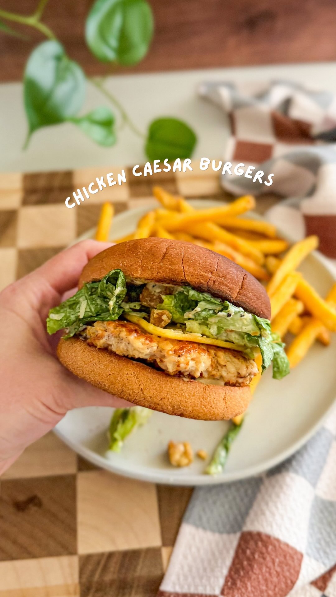 The Breadless Brunette Facebook ad: Okay, hear me out… a Chicken Caesar Burger…