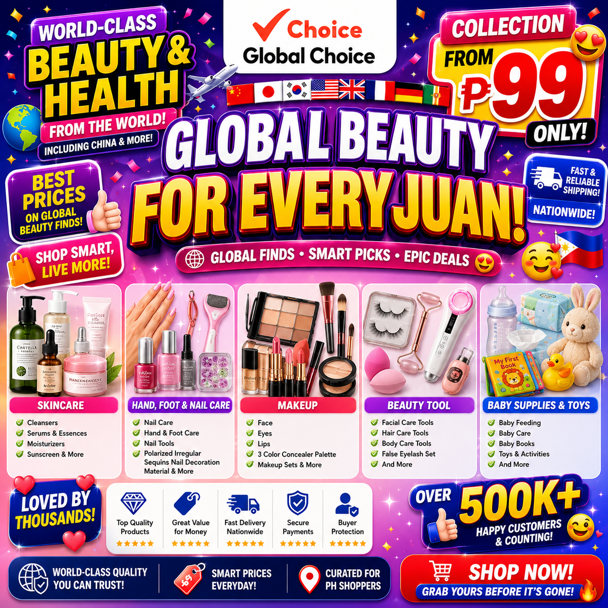 Choice Global Facebook ad: Love Your New Glow? Discover More Beauty Secrets from ₱99!