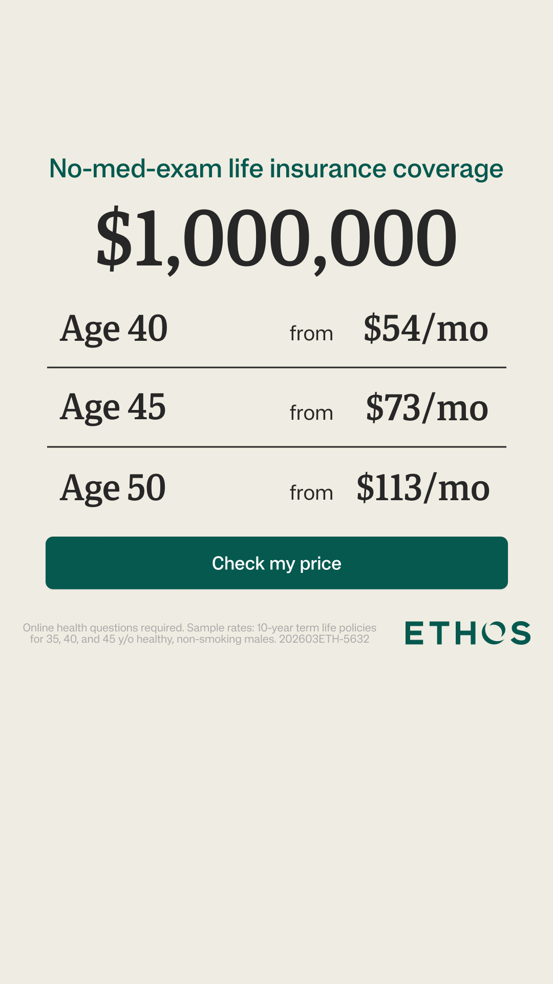 Ethos Facebook ad