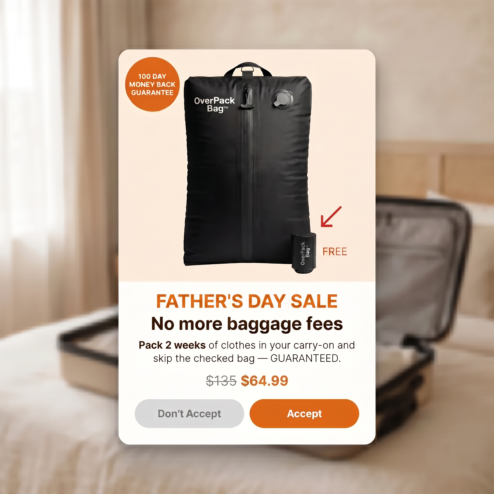 OverpackBag Facebook ad