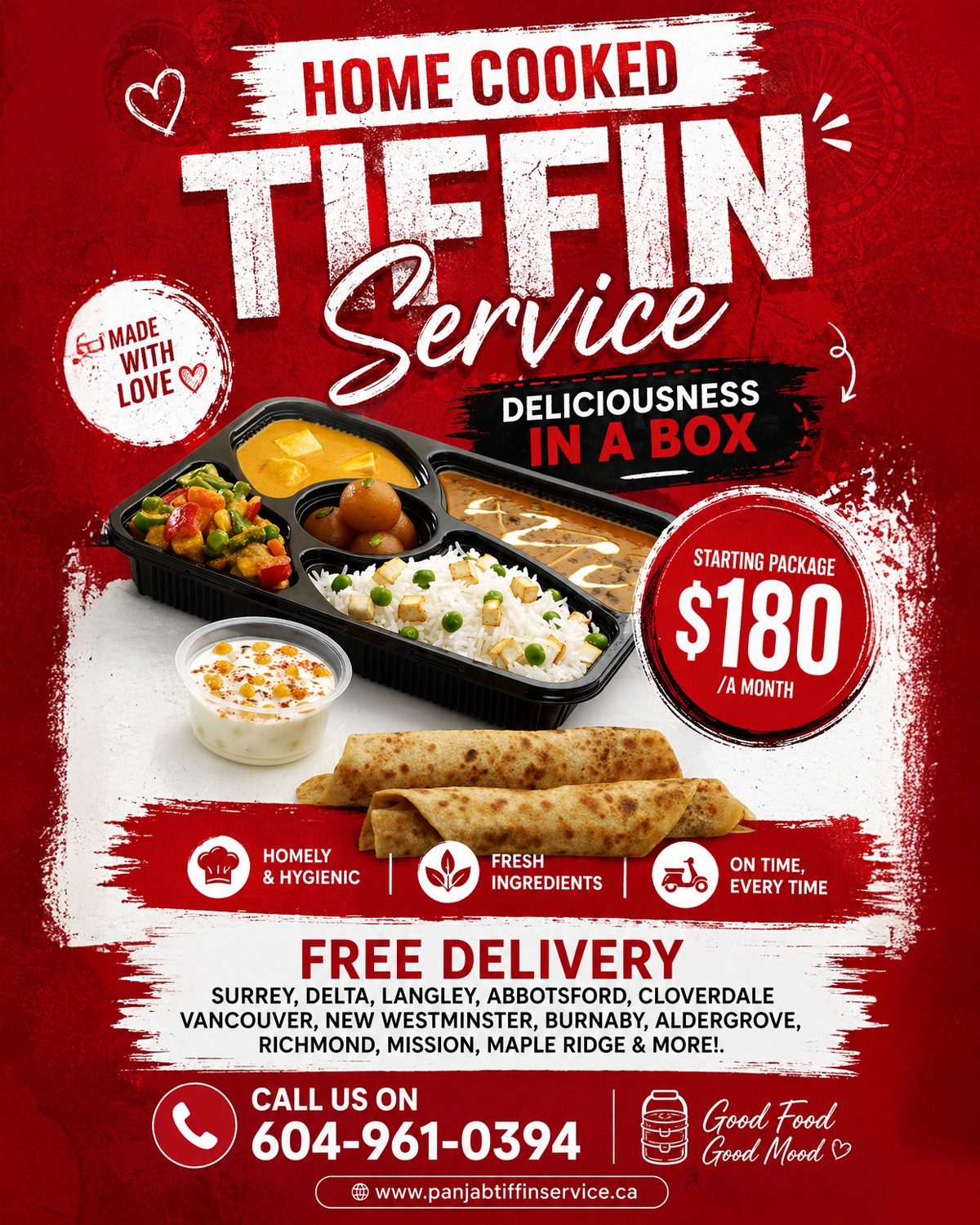 Panjab Tiffin Service Facebook ad: Chat with us for Order/More Info.