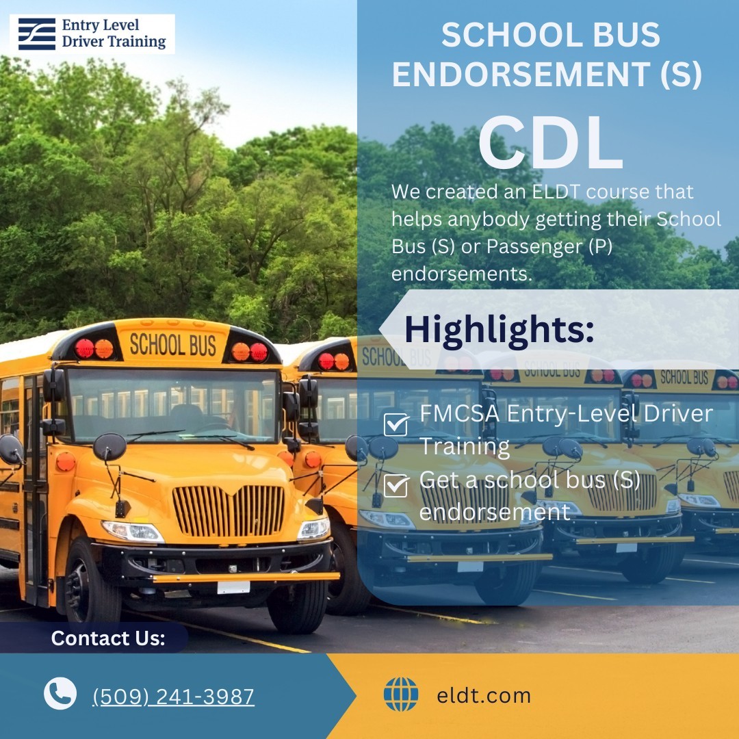 ELDT.com Facebook ad: Get Your School Bus Endorsement with ELDT.com!