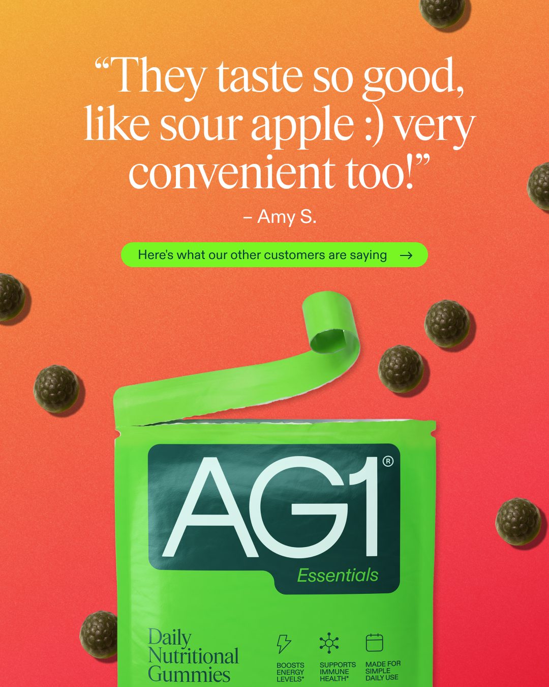 AG1 by Athletic Greens Facebook ad: The reviews are in.