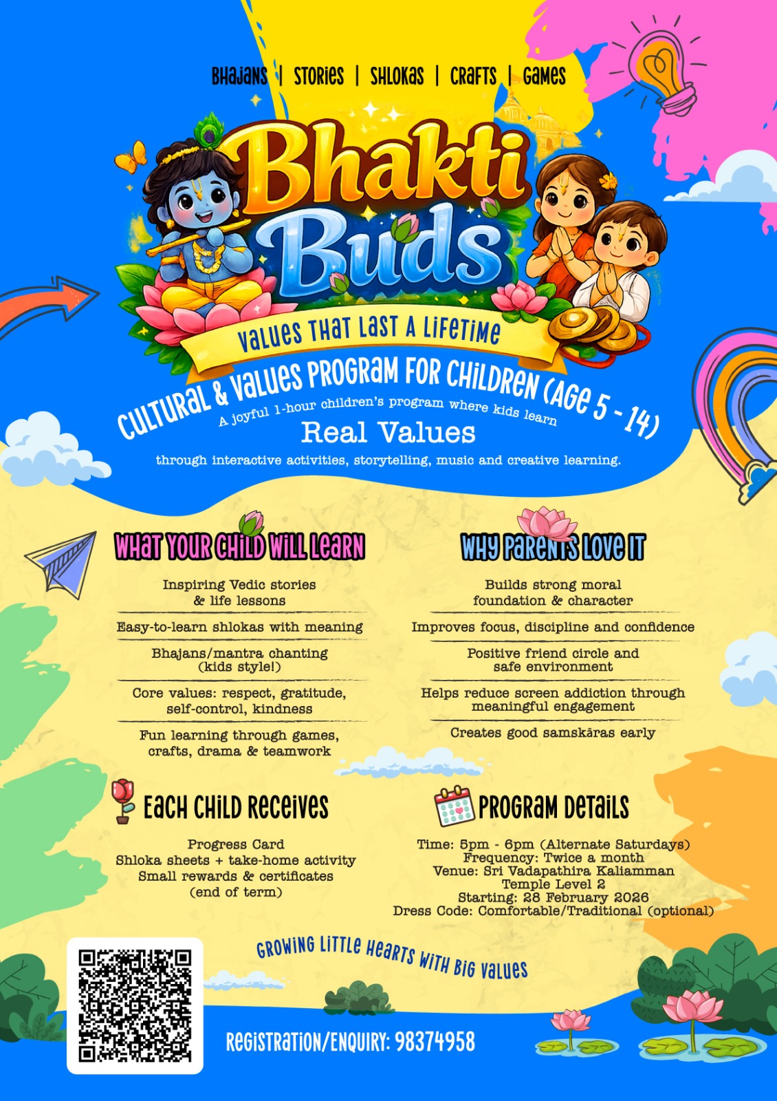 Bhakti Yoga Singapore Facebook ad: Bhakti Buds, Children’s Bhakti Program