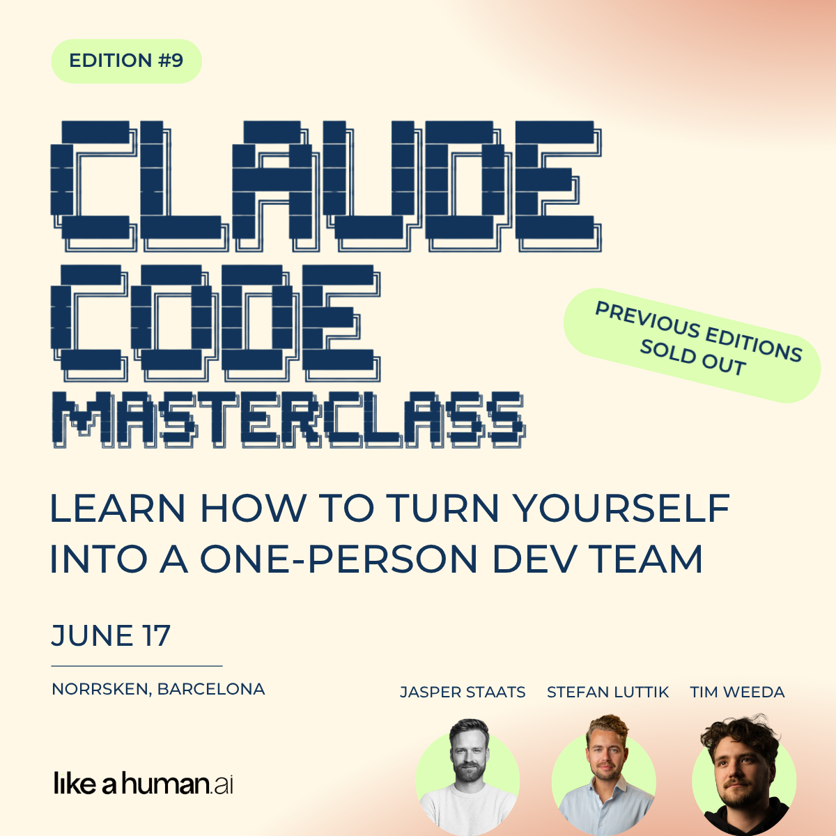 Like a Human Facebook ad: Claude Code Masterclass, June 17 Barcelona