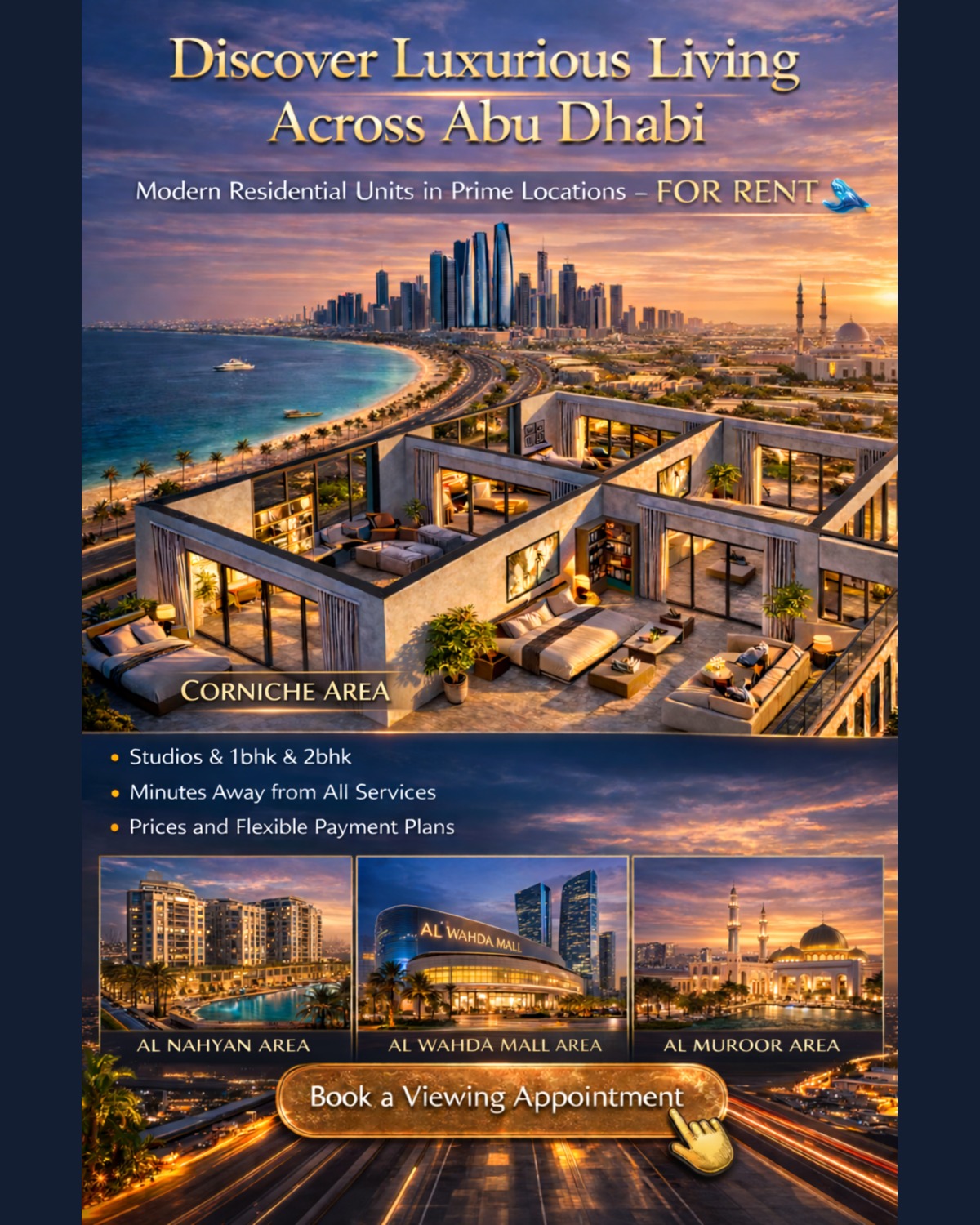 Farah Home Real Estate In Abu Dhabi Facebook ad: Apartments for Rent in Abu Dhabi City