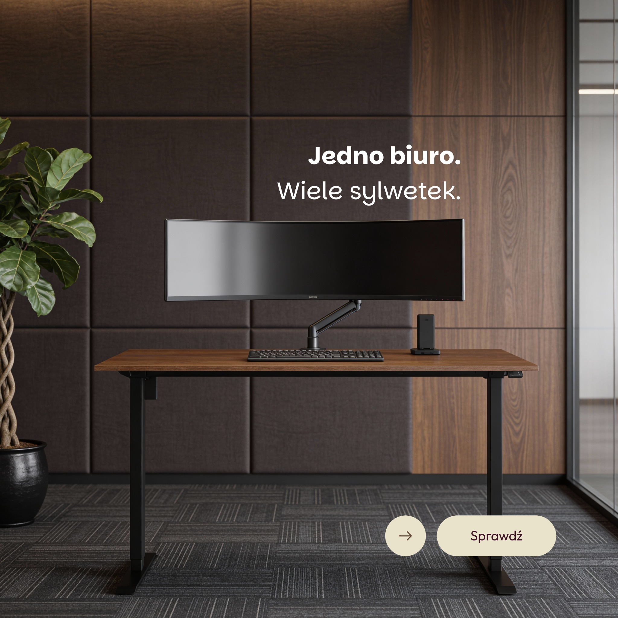 Elzap meble biurowe Facebook ad: Biurka regulowane