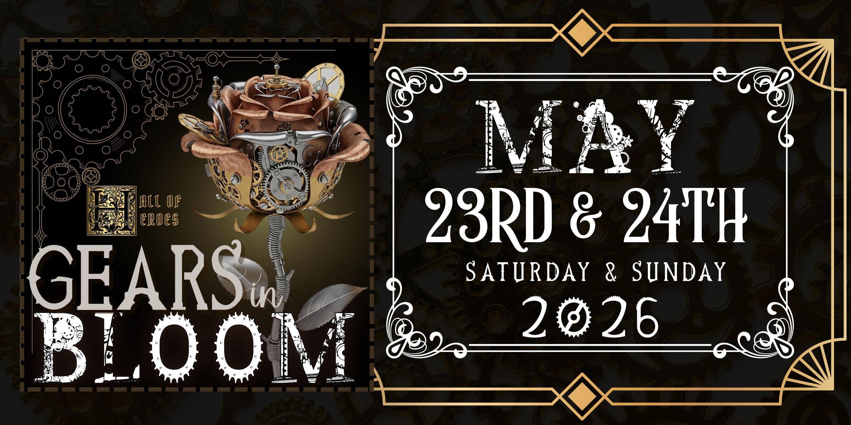 Hall of Heroes Facebook ad: Gears in Bloom Steampunk Festival