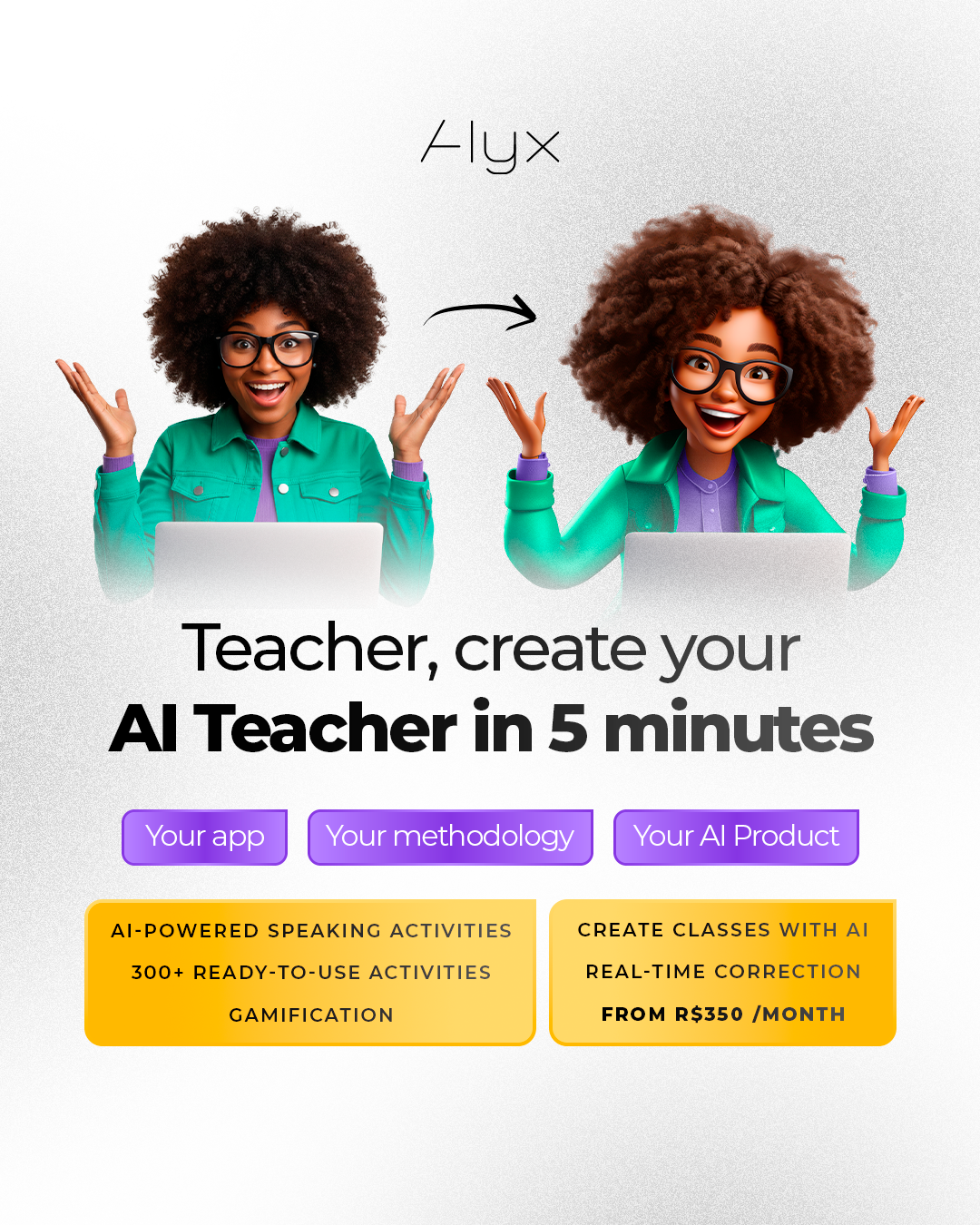 Alyx AI Facebook ad: Crie seu AI Teacher e teste grátis por…