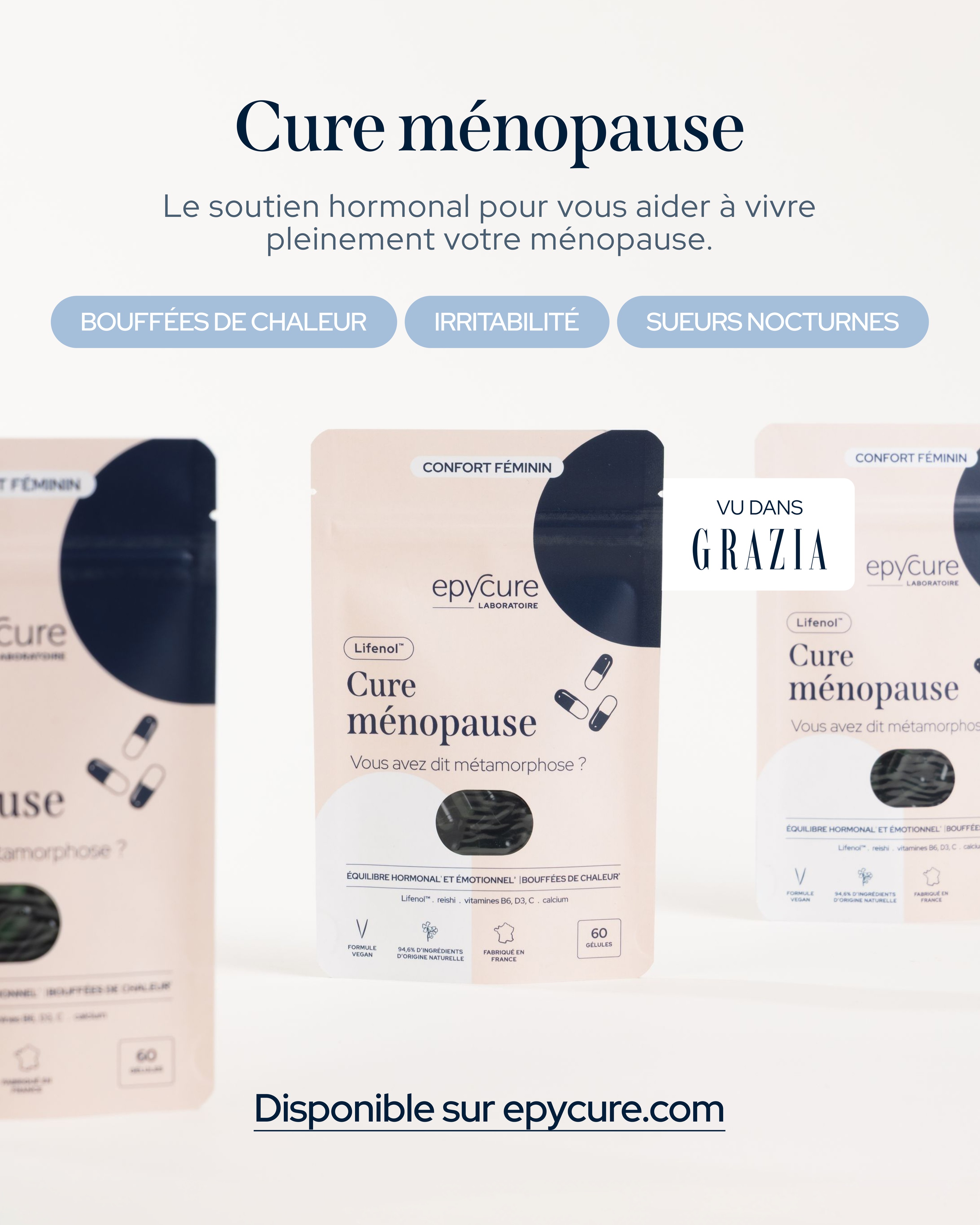Epycure Facebook ad: 86% des femmes recommandent la Cure ménopause
