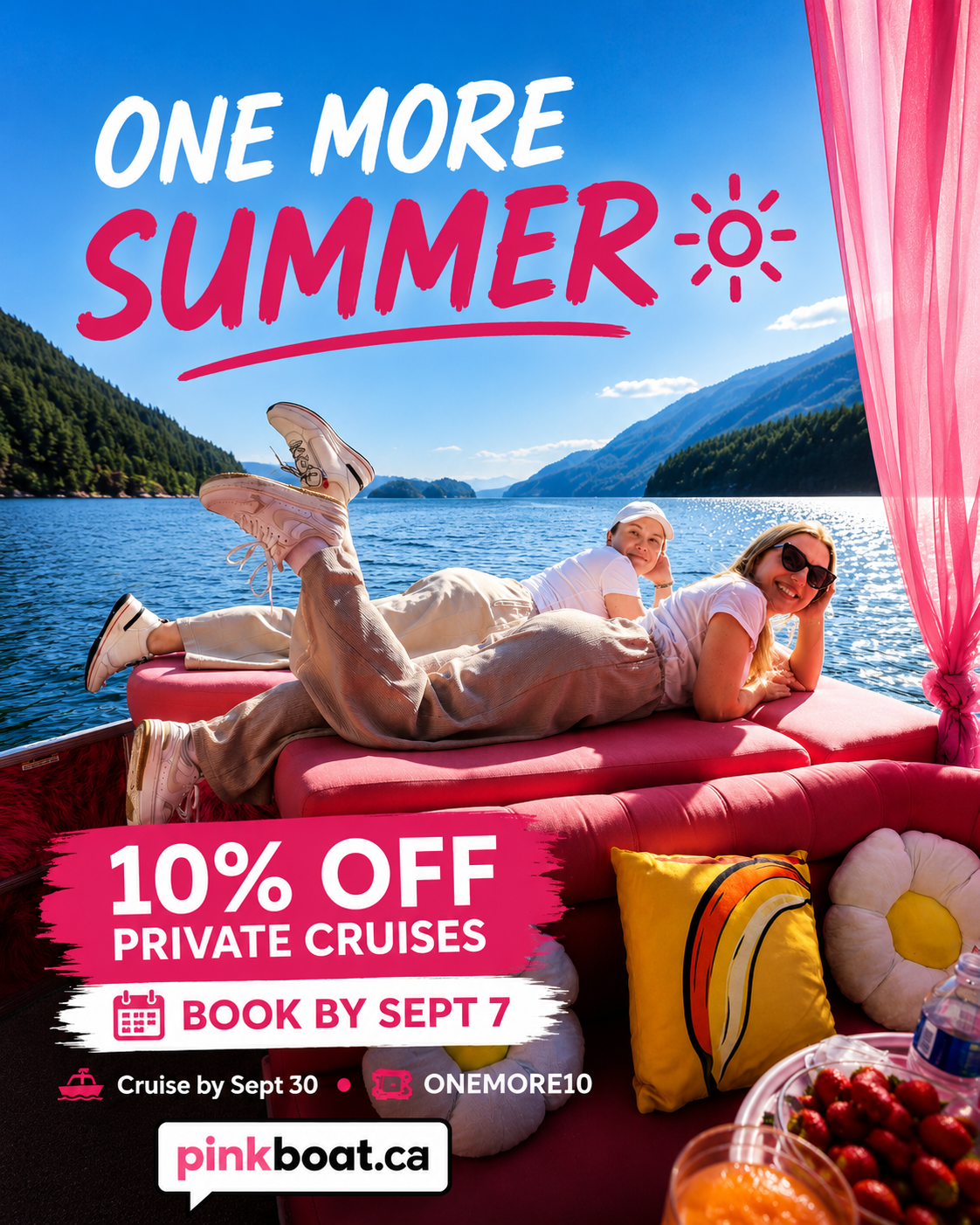 PinkBoat.ca Facebook ad: 10% OFF Private Cruises