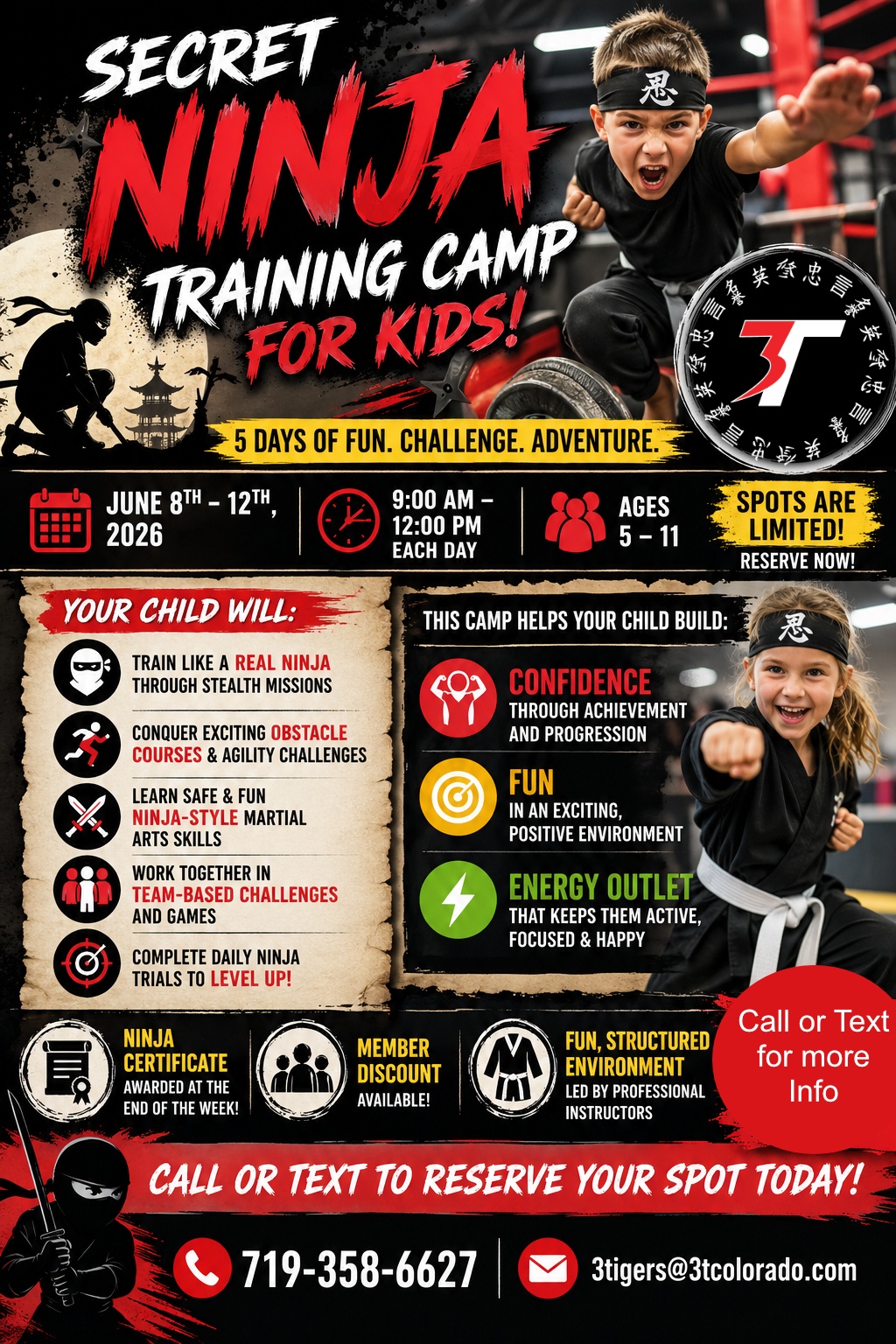 3T Martial Arts Facebook ad: Secret Ninja Summer Camp