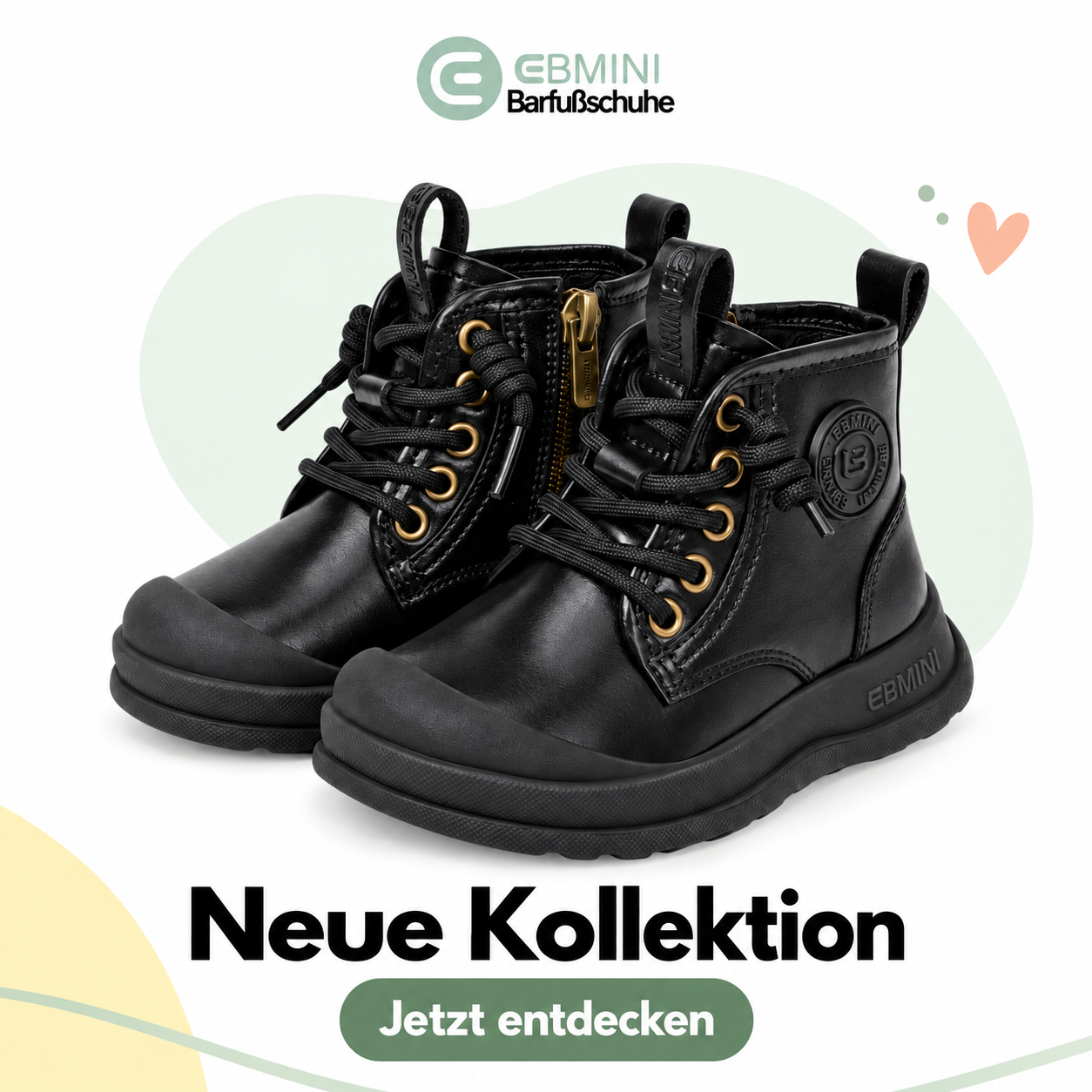 Ebmini - Kids Facebook ad: EBMINI Barfußchuhe, die Kindern Freiheit schenken.
