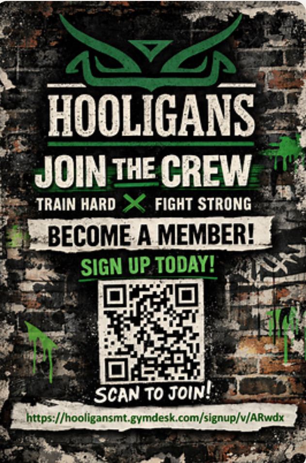 Hooligans Muay Thai & Kickboxing Facebook ad: Train hard. Build confidence.