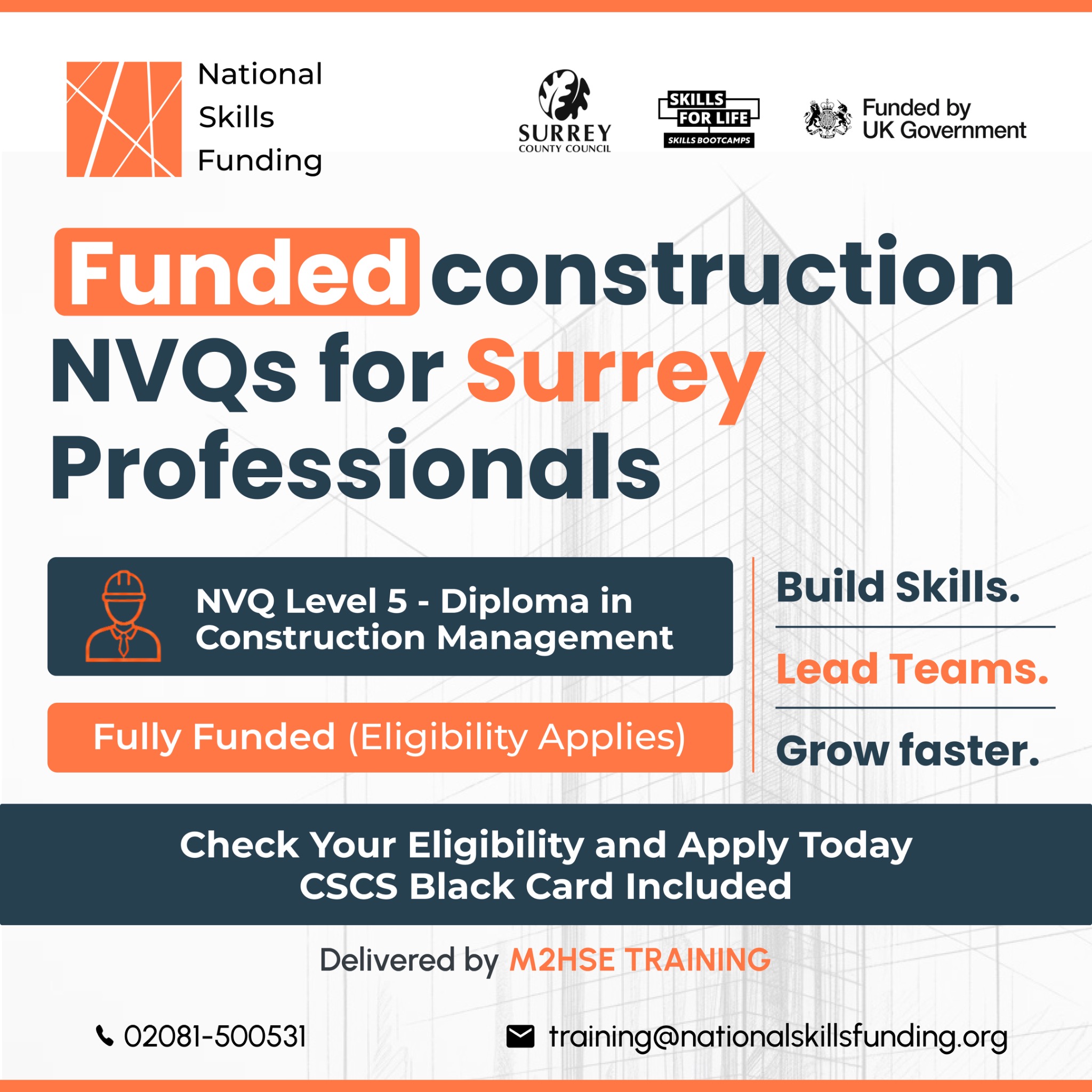 National Skills Funding Facebook ad: Fully Funded Level 5 NVQ