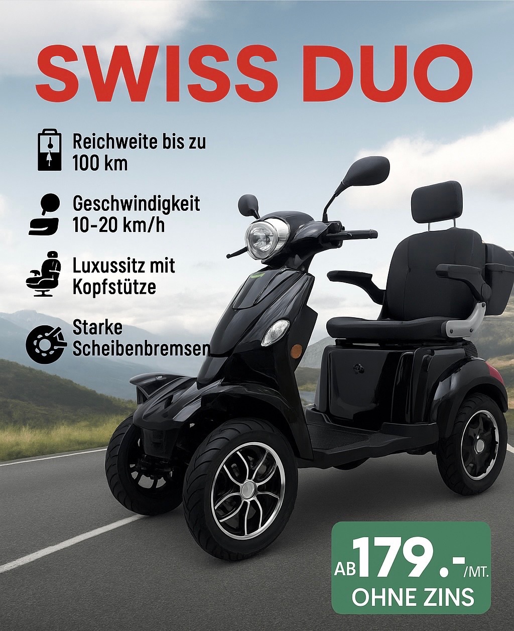 E-Motors Schweiz Oerlikon Facebook ad: Ohne Führerschein mobil