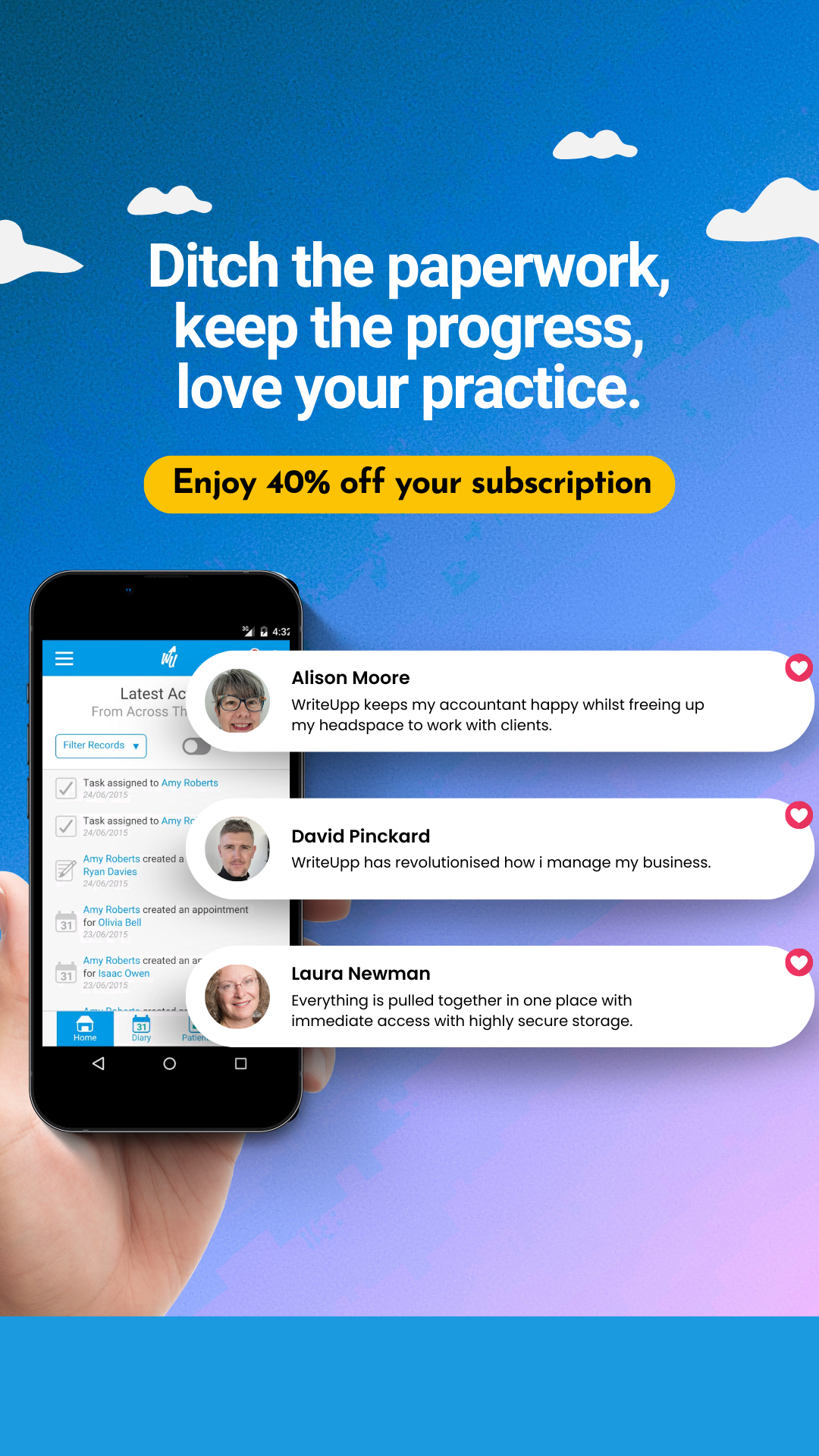 WriteUpp Facebook ad