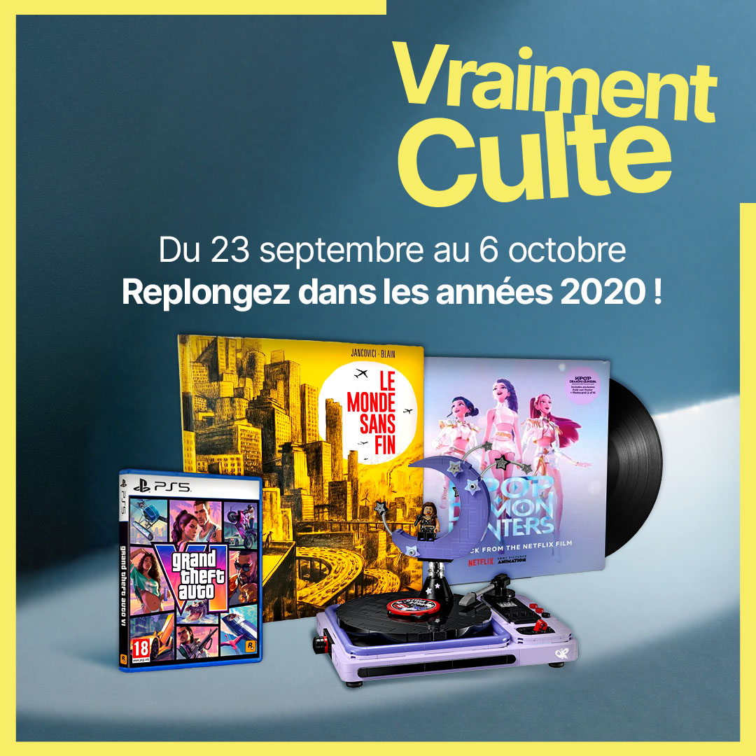 Cultura Facebook ad: Replongez dans les années 2020