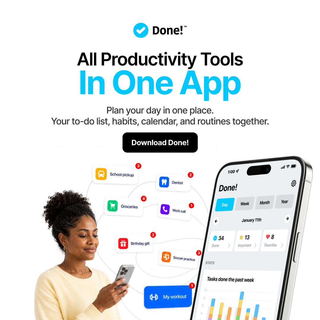 Done - Happy Productivity App Facebook ad: Simplify Your Planning