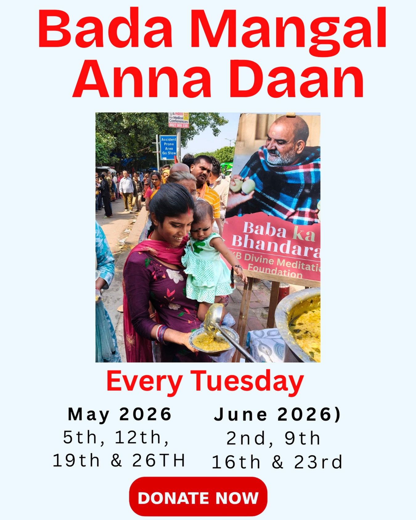 Neem Karoli Baba Meditation Centre Facebook ad: Join us in feeding the needy on Bada…