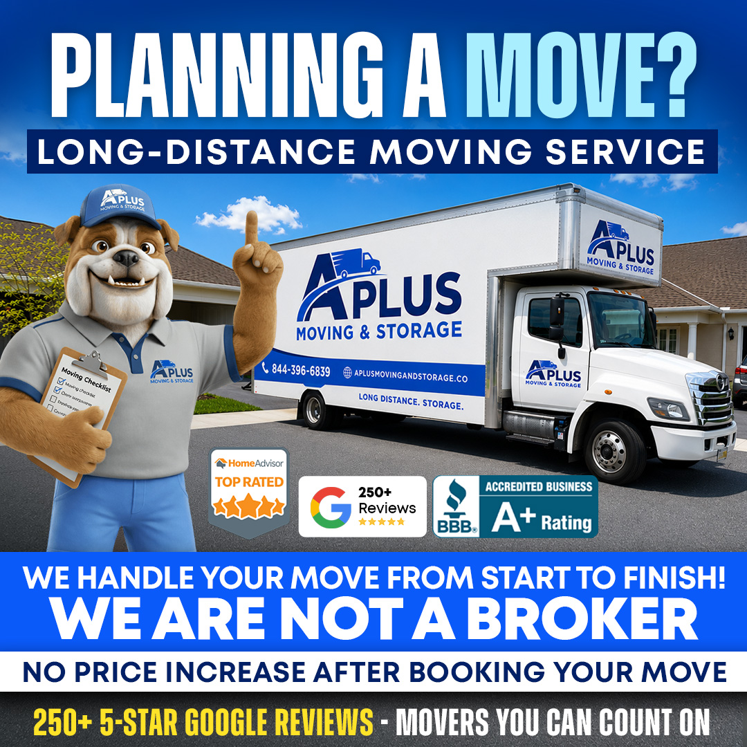 A Plus Moving and Storage Facebook ad: Click 'Get quote' To Get Started!