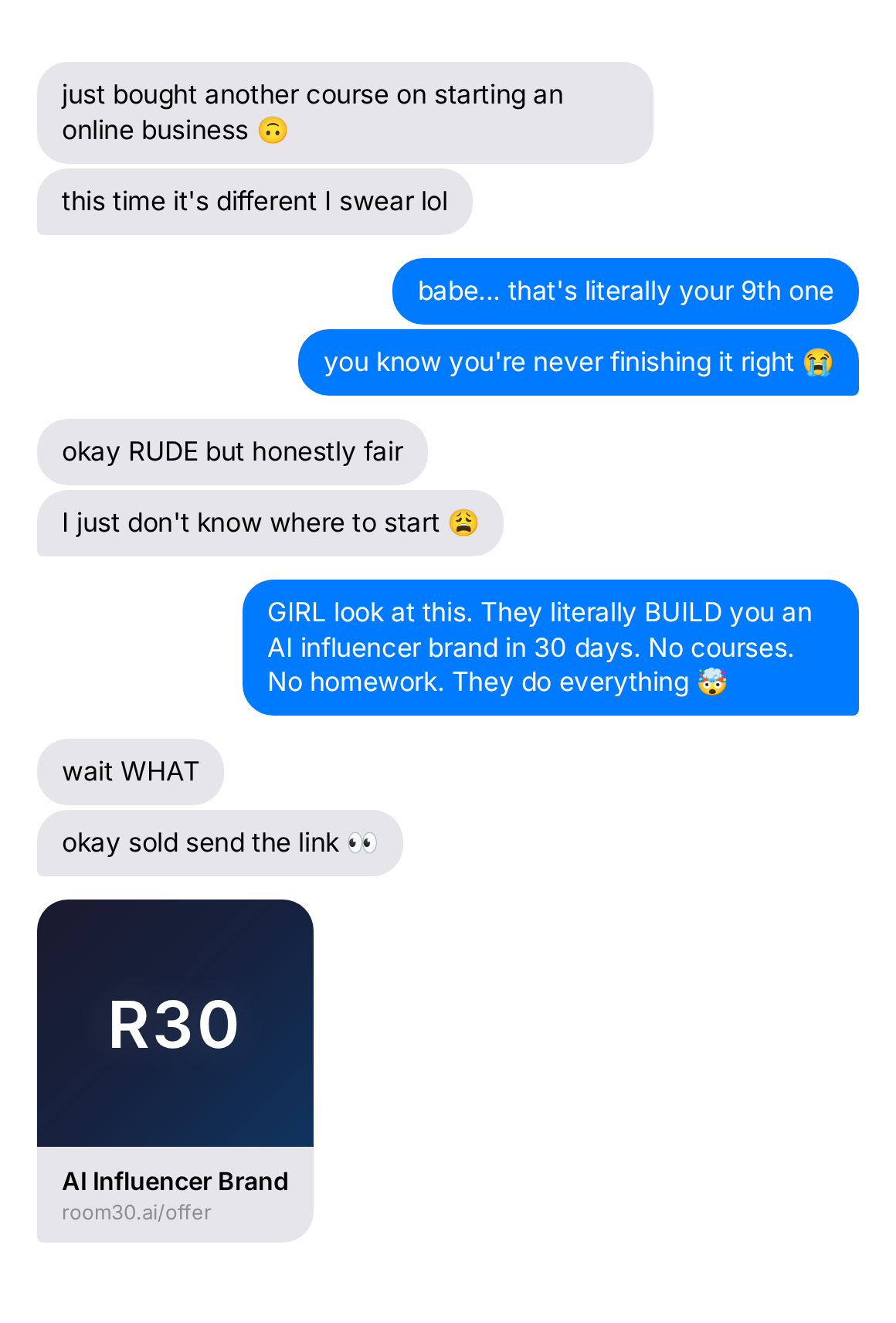 Your Influencer AI Facebook ad: Done For You. Not Another Course.
