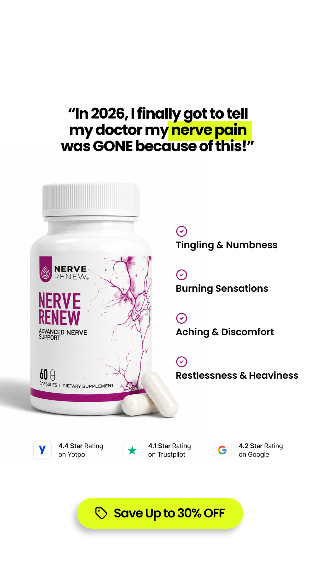 Nerve Renew Facebook ad: Save 32% on Neuropathy Relief