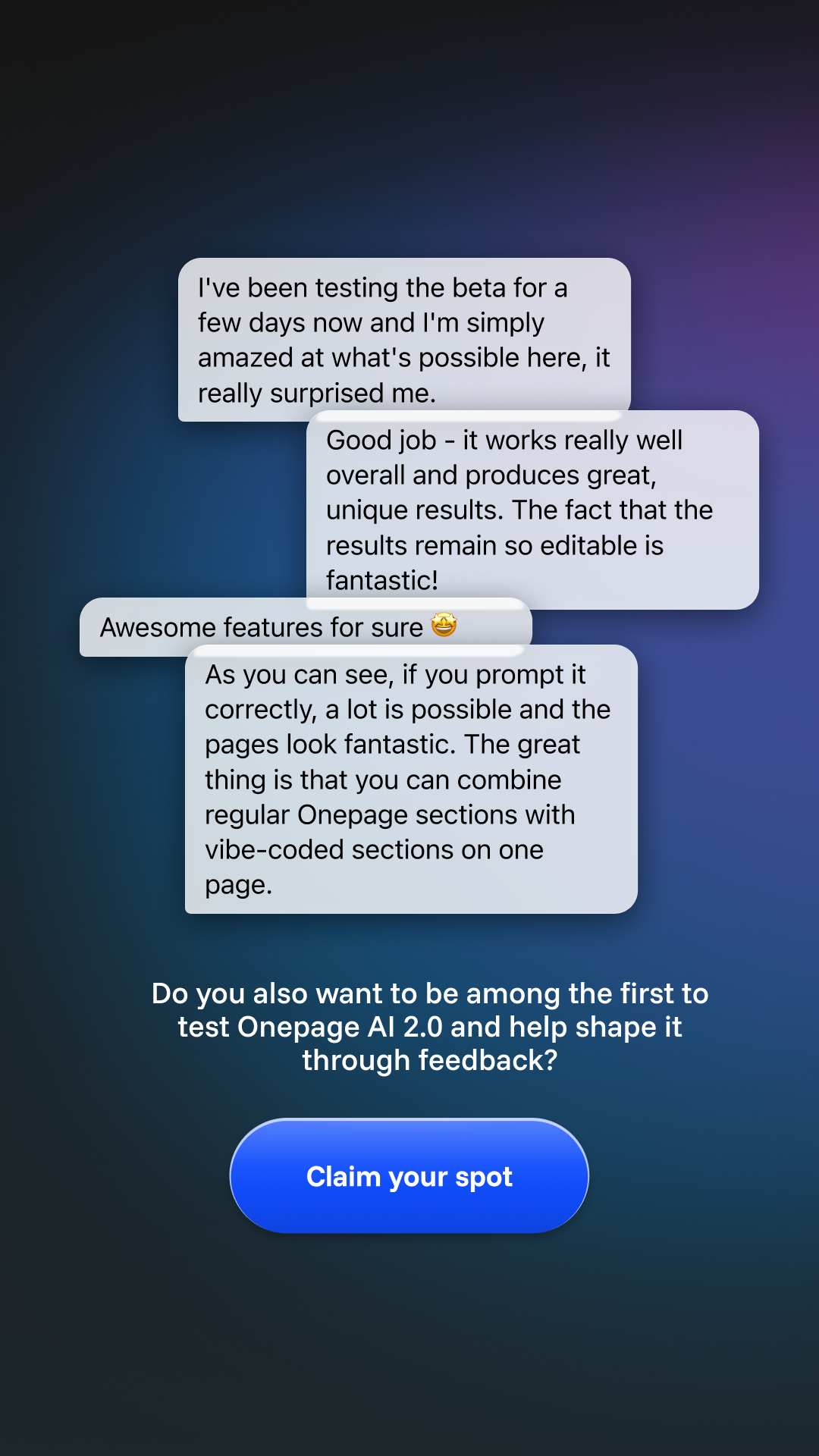 Onepage Facebook ad