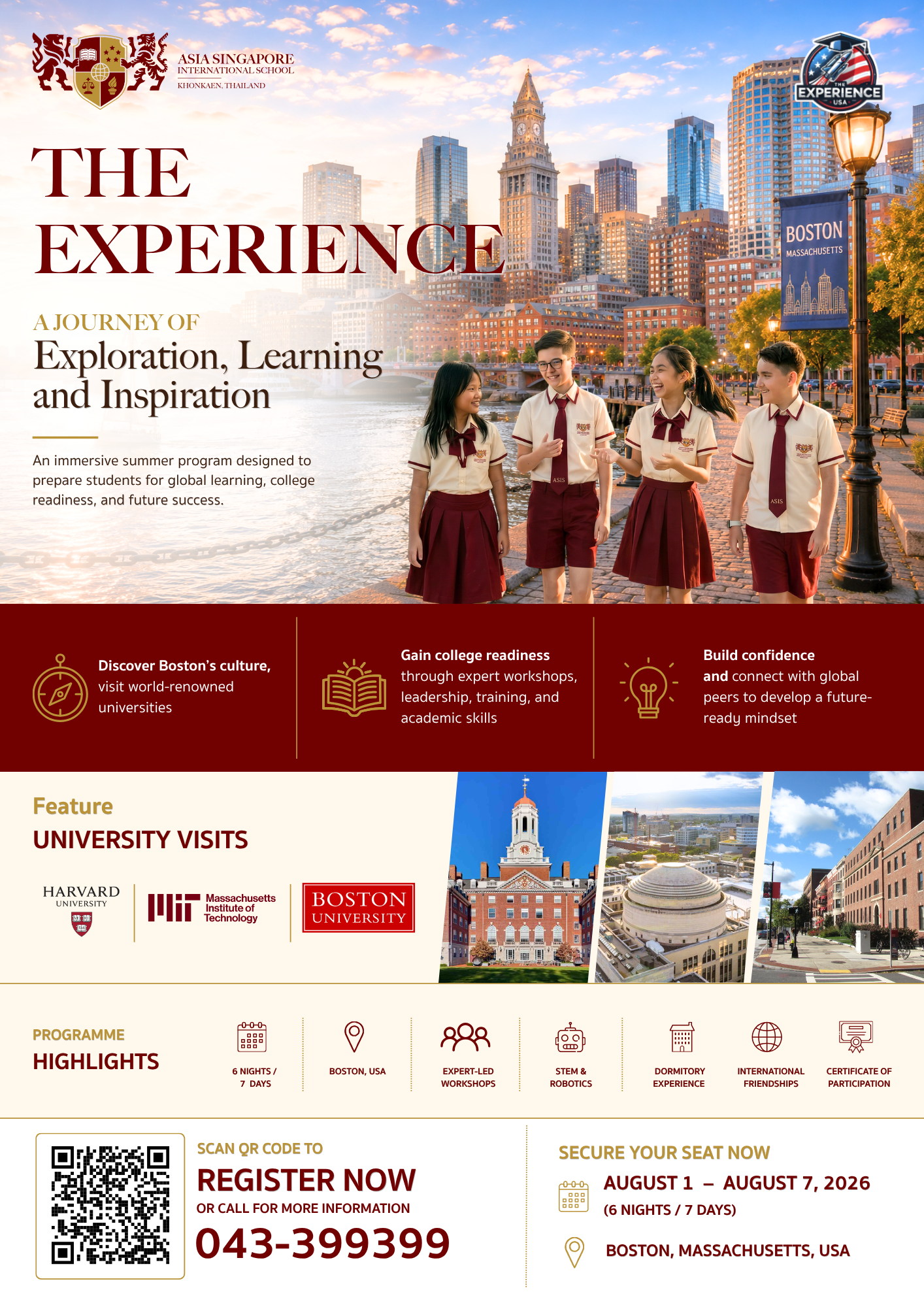 Asia Singapore International School - ASIS Facebook ad: THE EXPERIENCE CAMP, Boston 2026