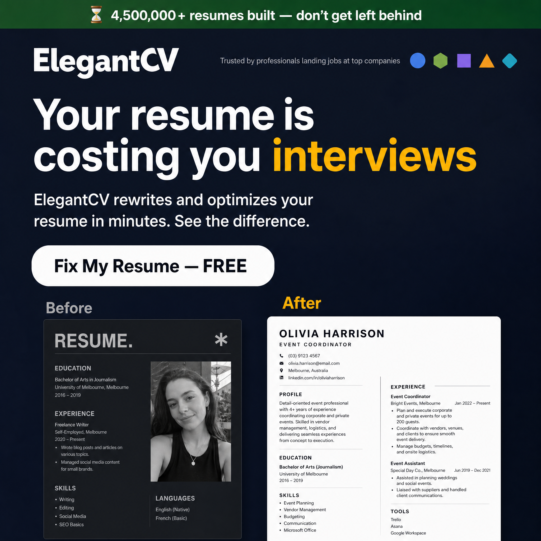 Elegant CV Facebook ad