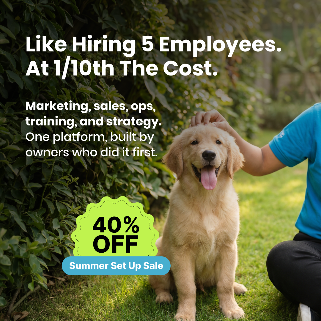 The Dog Gurus Facebook ad: Like Hiring 5 Employees. At 1/10th The Cost.