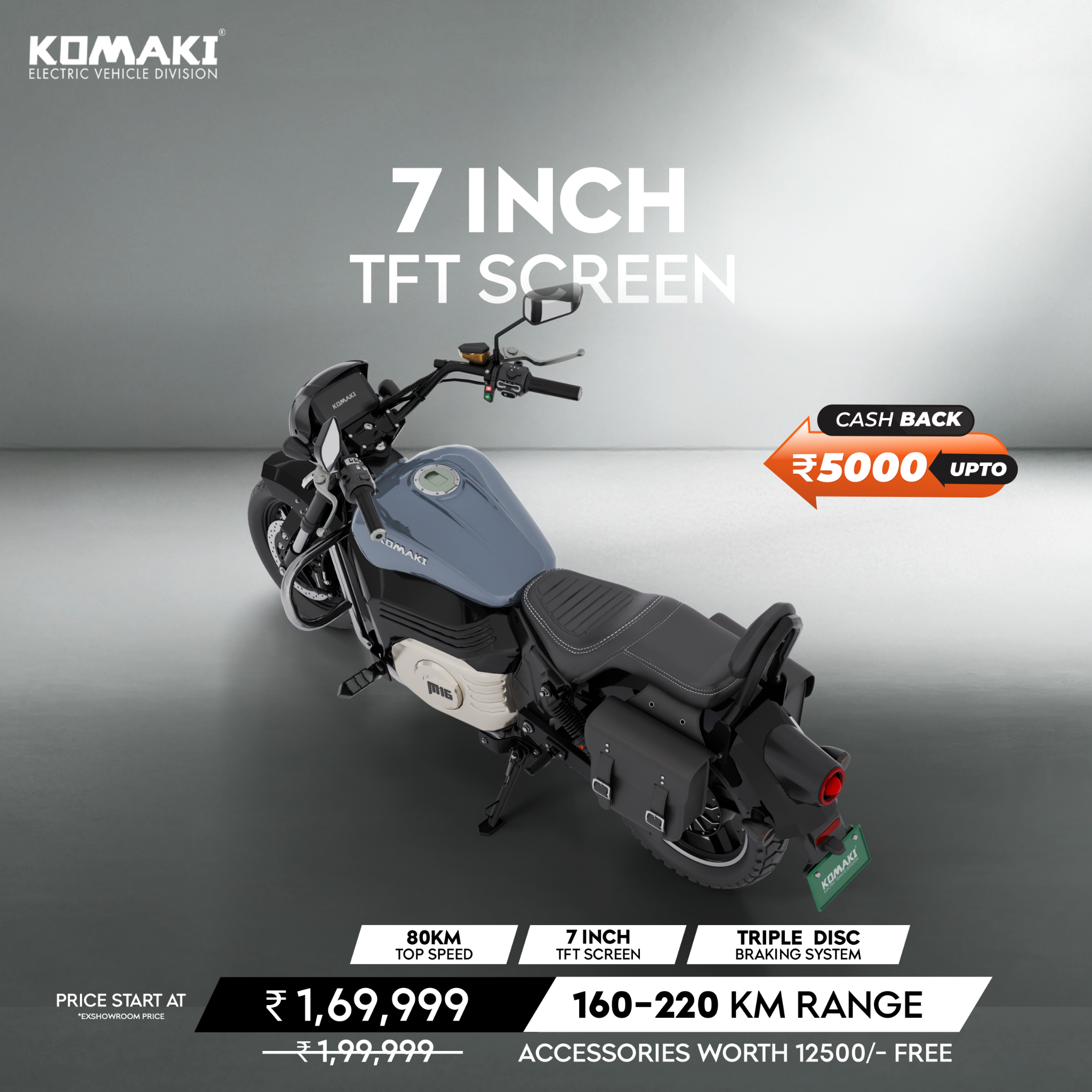 Komaki E Bike Facebook ad: Komaki Electric Cruisers Starts at ₹1,29,999