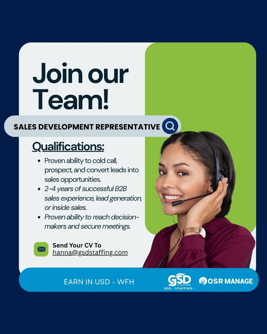 OSR Manage Facebook ad: Work Remotely! Join US
