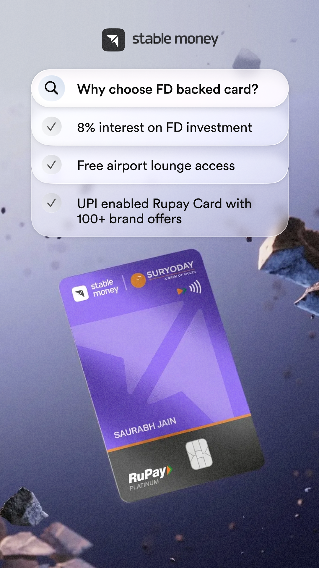 Stable Money Facebook ad: FD-backed Credit Card with 100% Approval