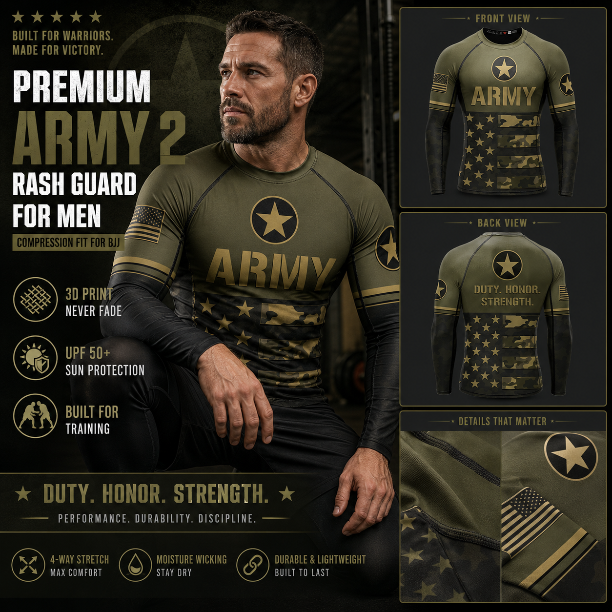 Titan ADN Facebook ad: Premium Army 2 Rash Guard For Men Print 3D Never Fade with…