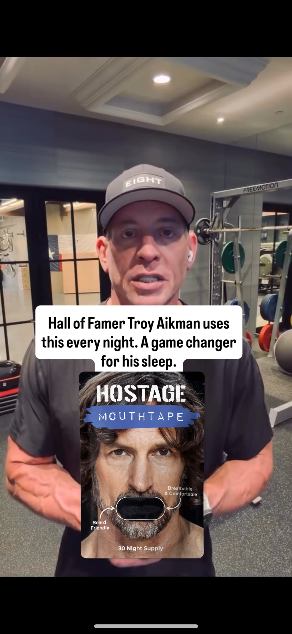 Hostage Tape Facebook ad: Troy Aikman uses this every night