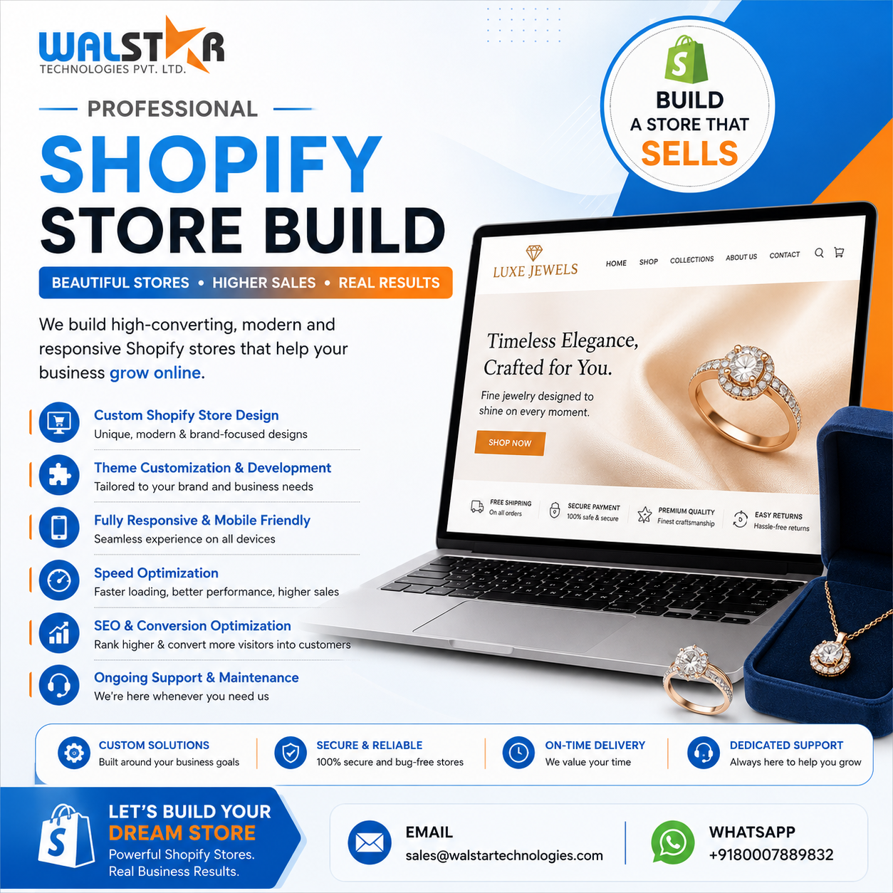 Walstar Technologies Pvt. Ltd Facebook ad: Launch Your Shopify Store for $399