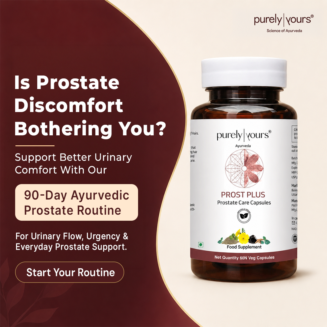 Purely Yours Ayurveda Facebook ad: Ayurveda for Prostate Comfort
