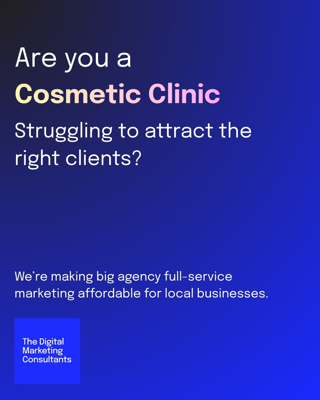 The Digital Marketing Consultants Facebook ad: Built for small and medium businesses
