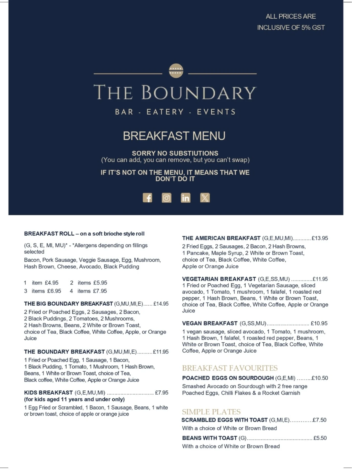 The Boundary Facebook ad: NEW BREAKFAST MENU IS LIVE