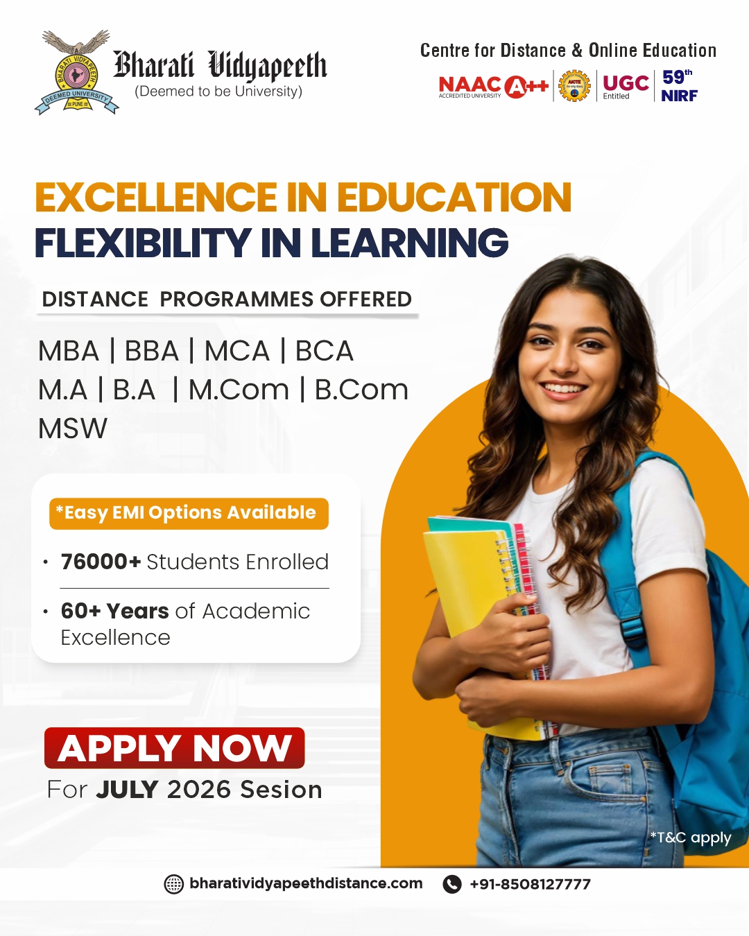 Bharati Vidyapeeth Center for Distance & Online Education Facebook ad