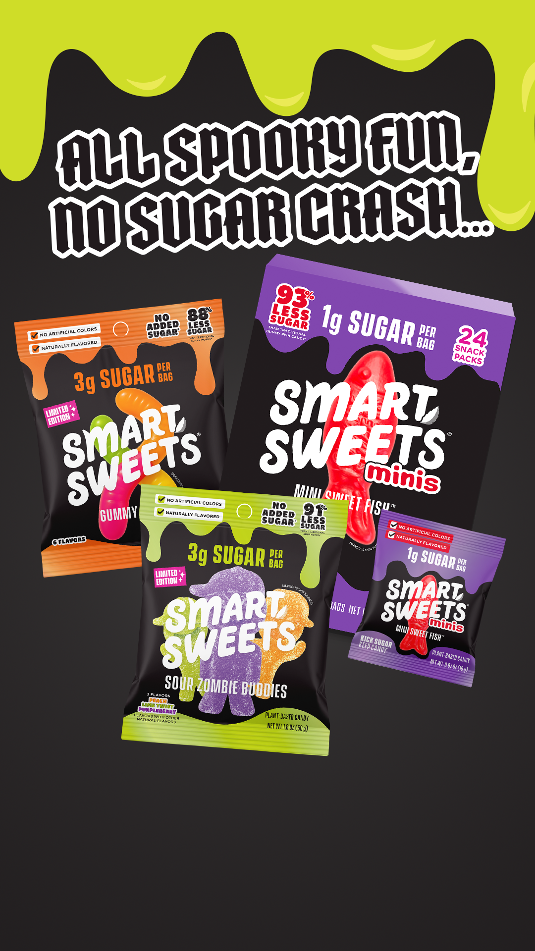 SmartSweets Facebook ad: Pick your Halloween favorite: sour zombies, creepy-crawly…